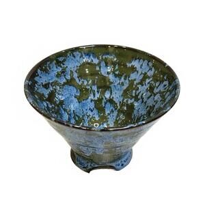 Ethridge Pottery PEI Blue and Green Glazed Stoneware Bowl Canadian Studio Art
